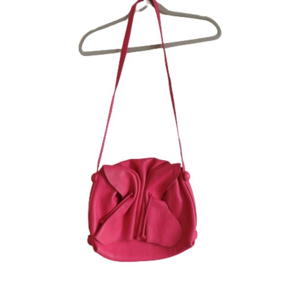 Carlos Falchi Handbags - VINTAGE 80s CARLOS FALCHI Bubblegum Pink Leather Butterfly  Slouch Crossbody Bag
